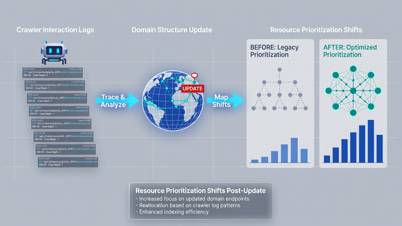 Graph illustrating crawler request volume changes across URL categories post-update